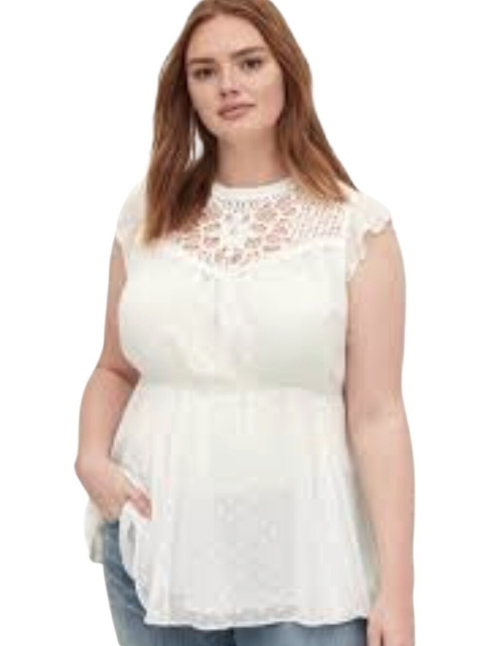 Torrid White Clipdot Sleeveless Blouse